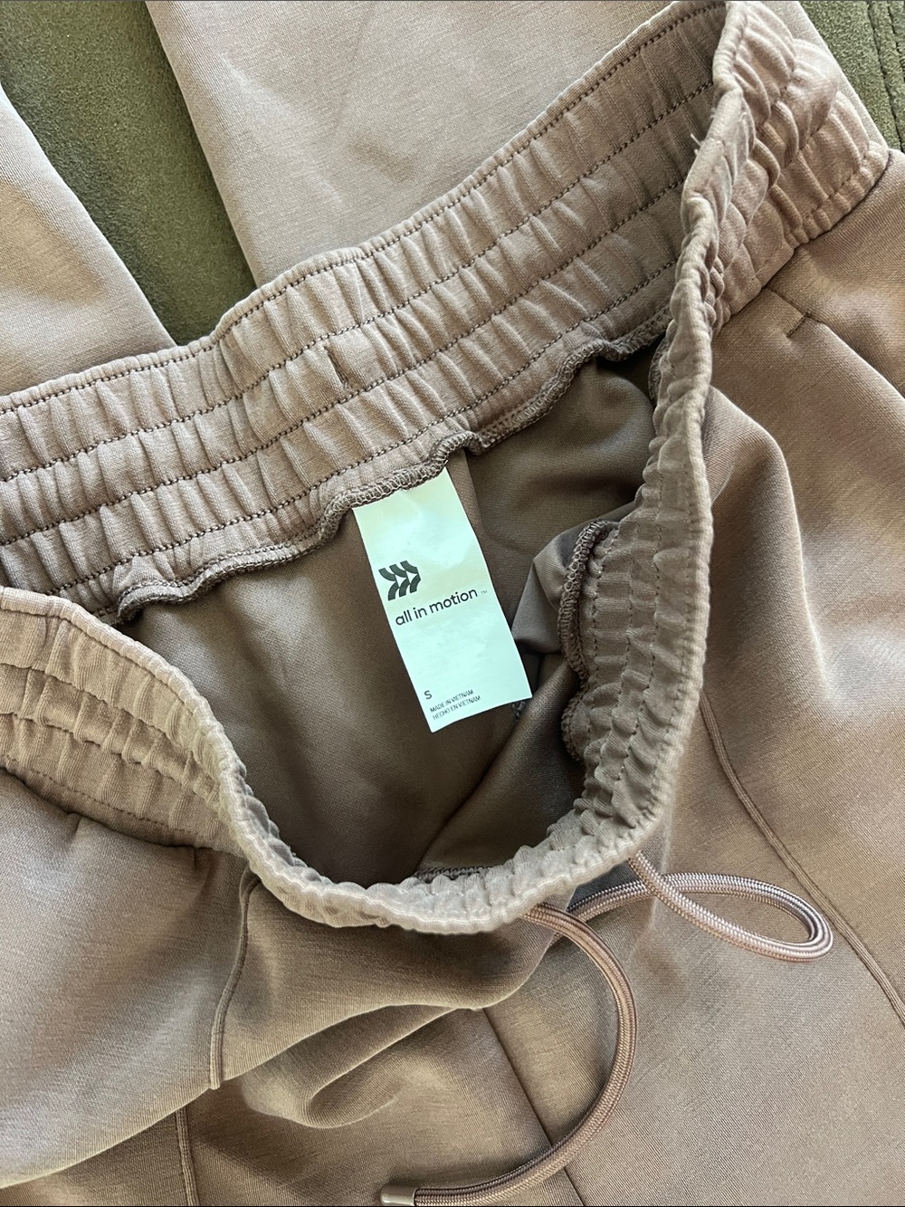 Unisex Taupe Drawstring Jogger Pants, size S, no holes or stains - Picture 3 of 3
